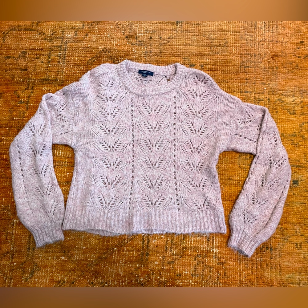 American Eagle cropped pink sweater.